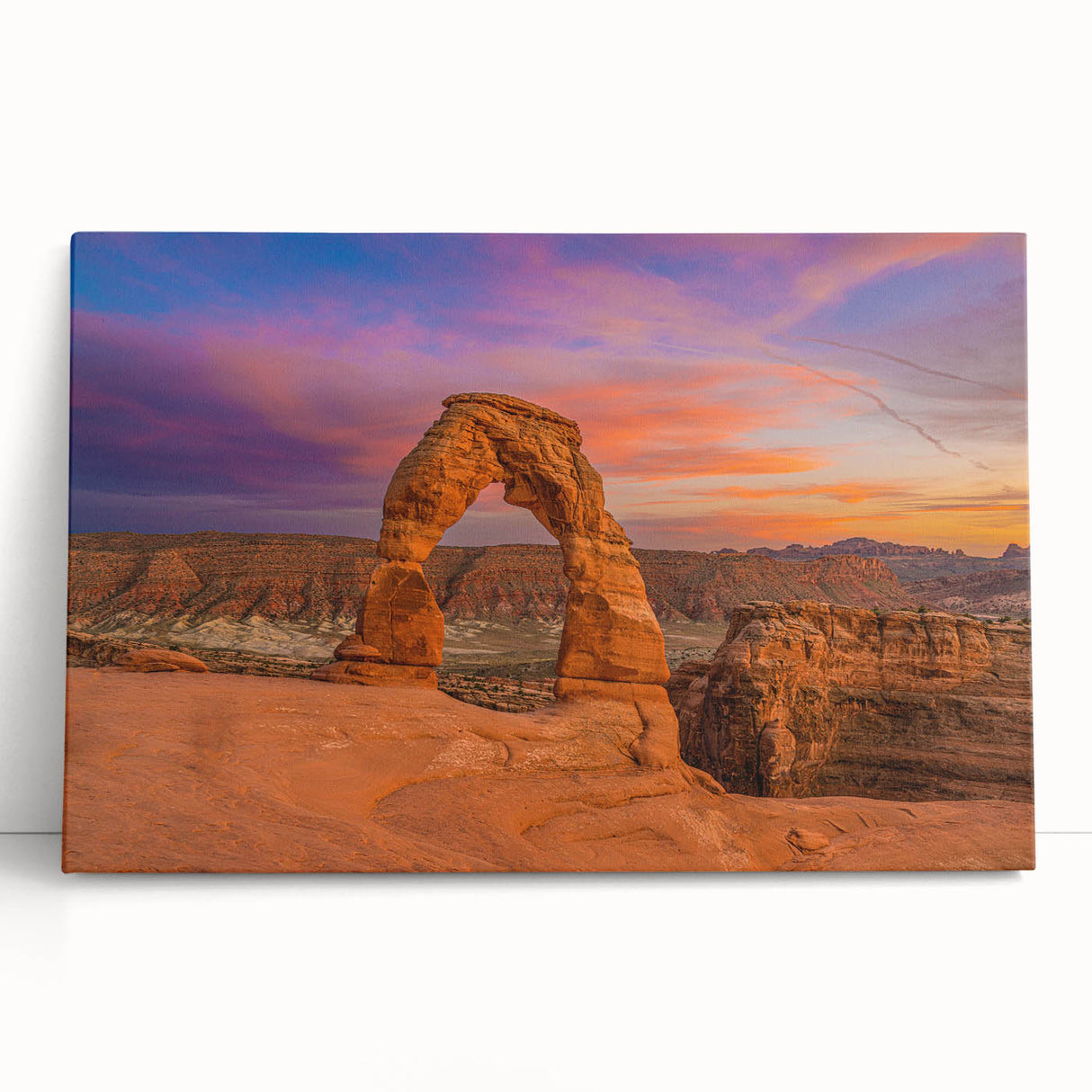 Black and white photograph of Arches National Park on stretched canvas, suitable for kitchen wall art or bedroom decor.