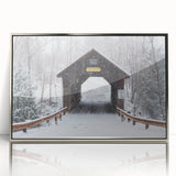 Mid-century modernist art depicting Vermont scenery in muted earth tones on a framed acrylic print.