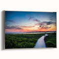 Framed canvas featuring a colorful Virginia landscape with vintage poster art style, ideal for enhancing black wall decor.