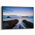 Black and white framed canvas featuring a vintage-style Olympic landscape, ideal for bedroom wall decor.