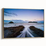 Framed canvas of Olympic National Park landscape in muted earth tones, ideal for bedroom wall art.