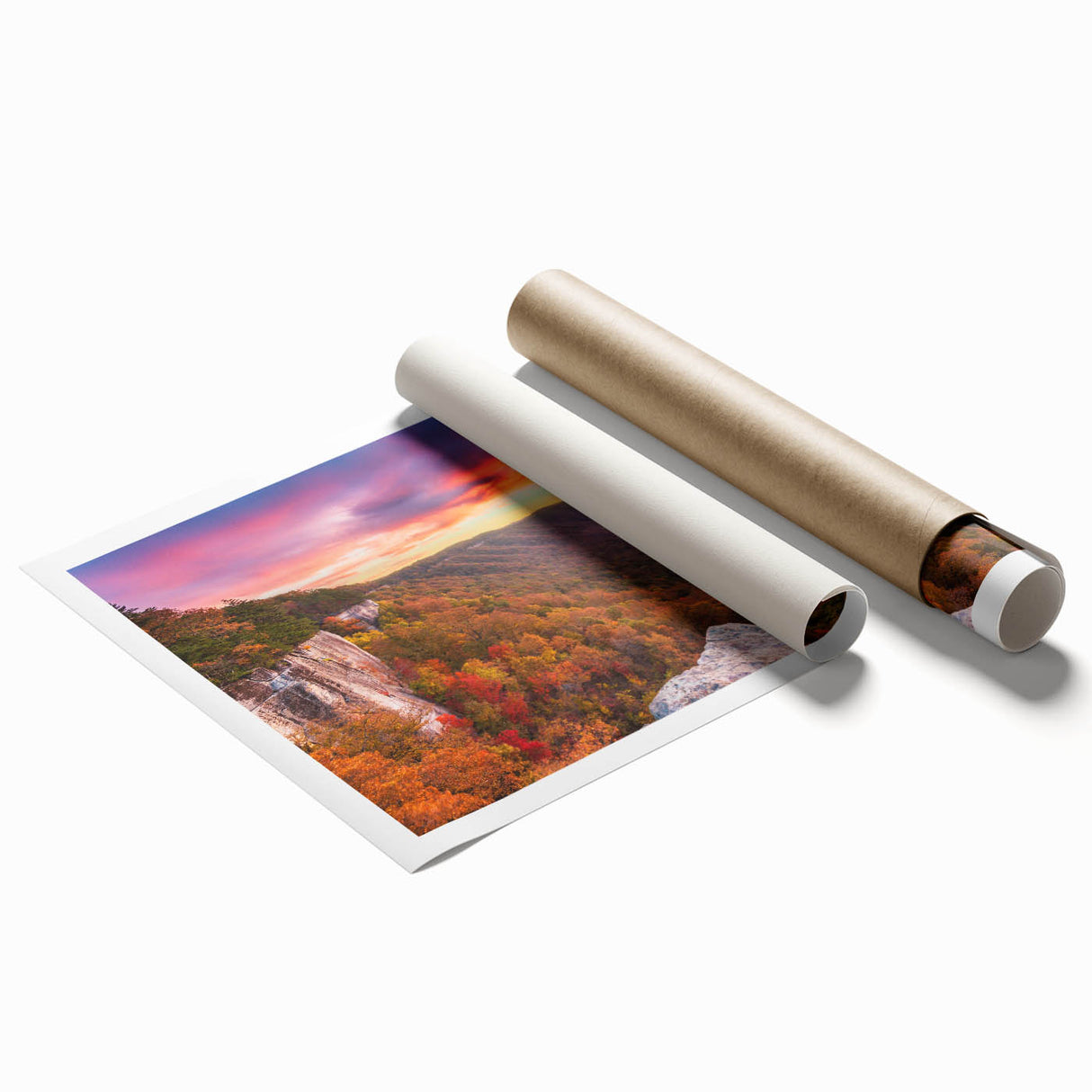 Extra large rolled print of a West Virginia landscape with vibrant green hues, ideal for classy bathroom wall art.