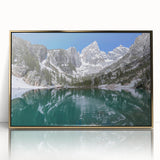 Framed acrylic print of the Grand Tetons with muted earth tones, ideal for modern art wall decor.