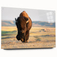 Acrylic print of Yellowstone scenery with vibrant green and blue tones, suited for dining room decor.