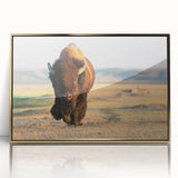 Yellowstone National Park scenery on framed acrylic, featuring mid-century modernist style with earthy tones.