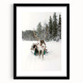 Extra large abstract art print featuring textured swirls in vibrant winter hues on a framed black canvas.