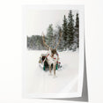 Winter-themed floral art on rolled print, showcasing muted blue and white tones, ideal for art wall dining room.