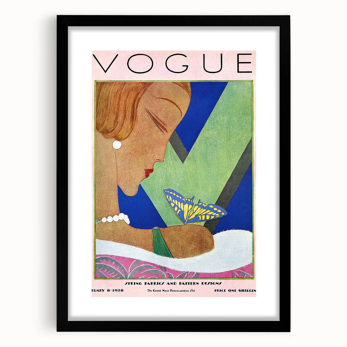 Vogue Illustration Print - 1928 Spring Fashion Art with Butterfly