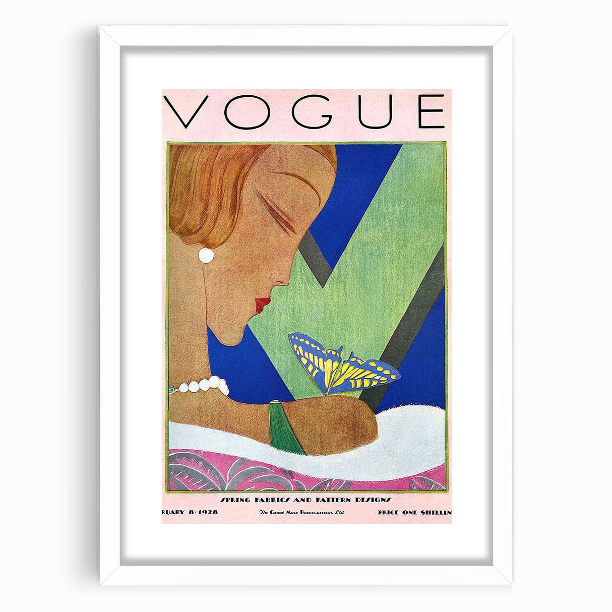 Vogue Illustration Print - 1928 Spring Fashion Art with Butterfly