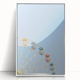 Art deco poster featuring pastel-colored geometric shapes on a white acrylic frame, suitable for nursery wall art.
