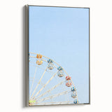 Landscape art painting featuring colorful, vintage-style poster art on a framed canvas.