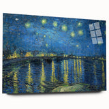 Acrylic print of a large abstract art piece with swirling blue and green tones, ideal for bedroom or dining room decor.