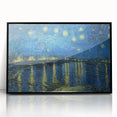 Large abstract wall art on acrylic, featuring swirling blue and yellow tones in a mid-century modernist style.