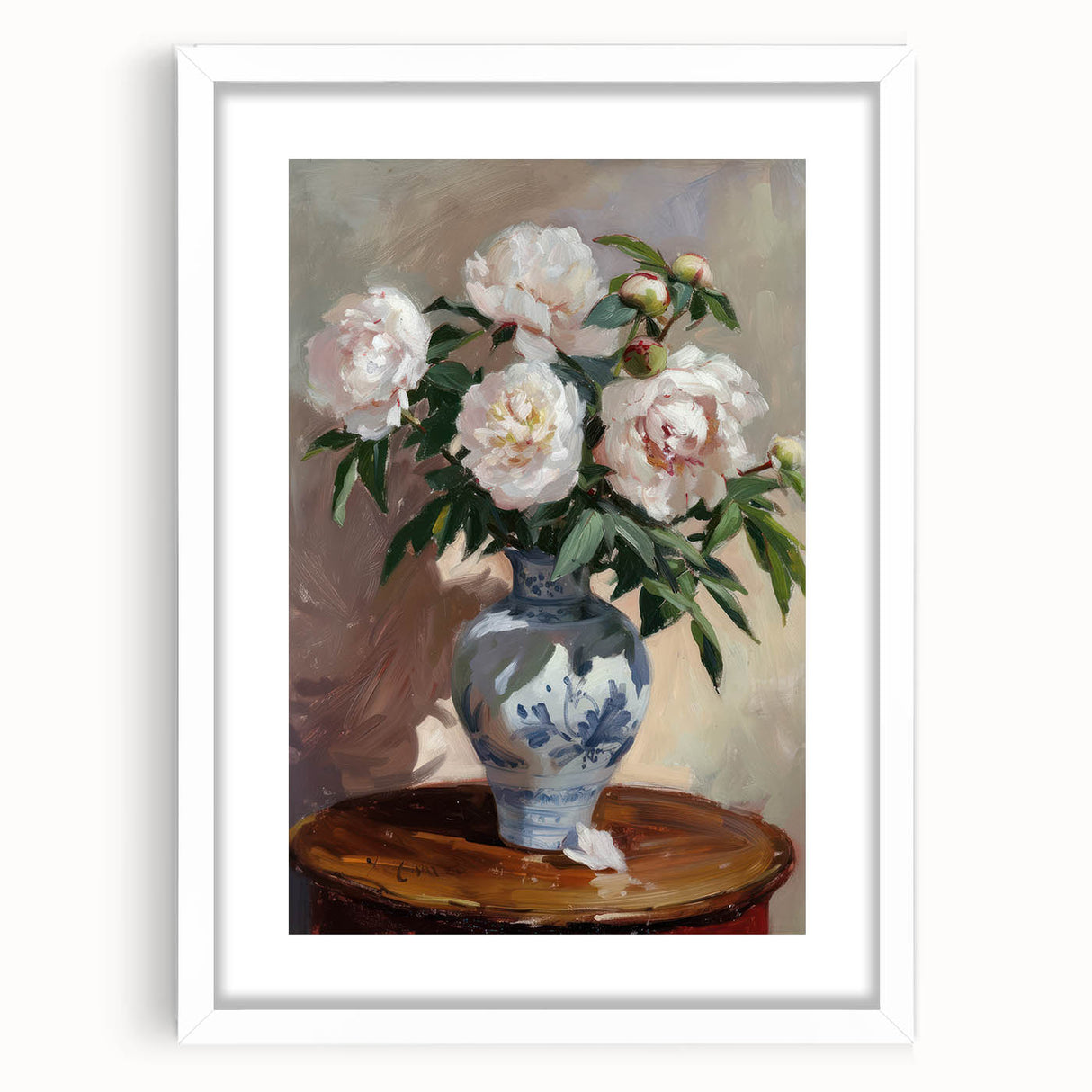 Peony Vase Living Room Wall Art – Modern Floral Canvas Print