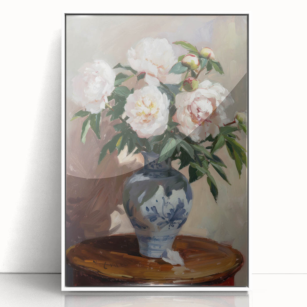 Peony Vase Living Room Wall Art – Modern Floral Canvas Print