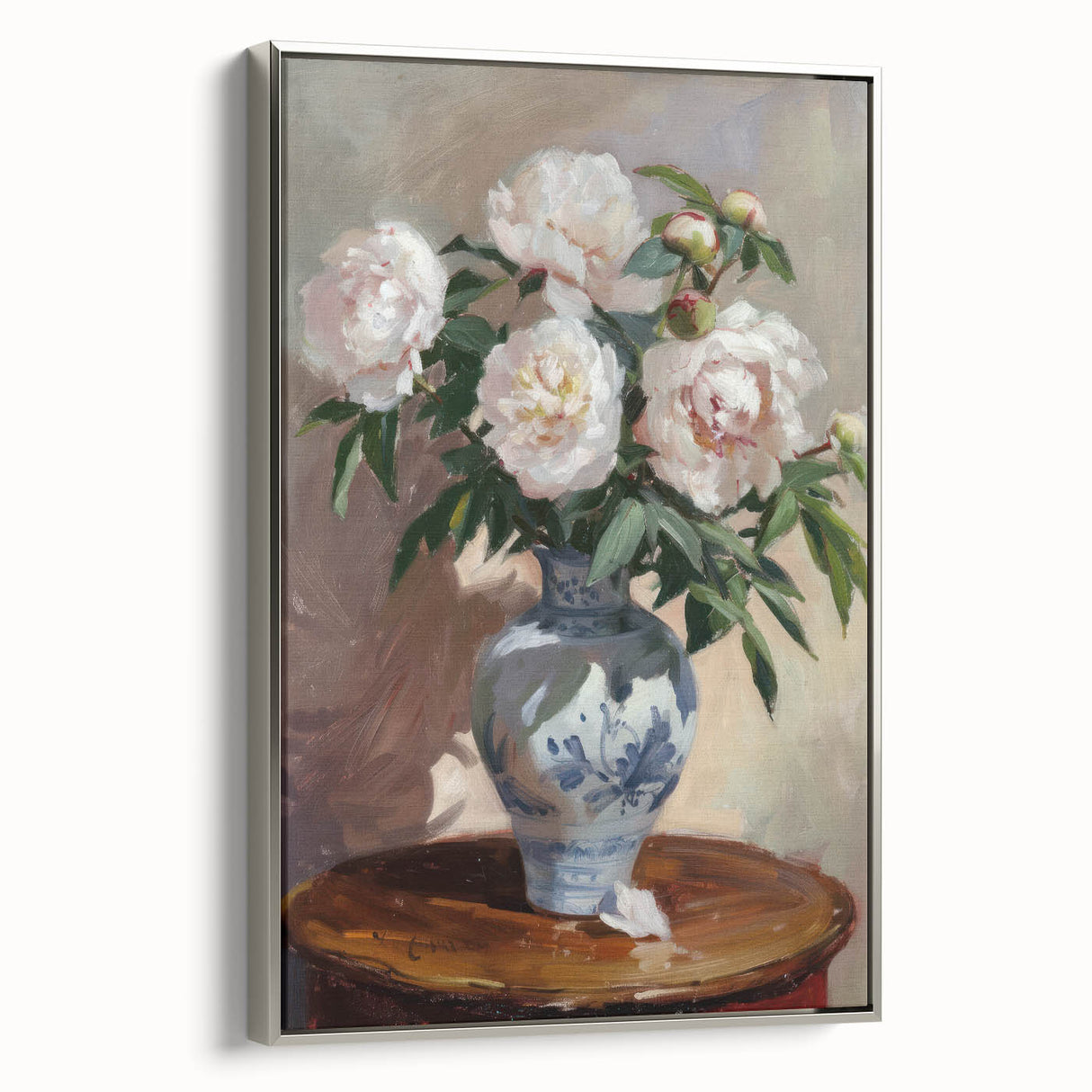 Peony Vase Living Room Wall Art – Modern Floral Canvas Print