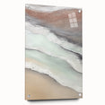 Abstract landscape wall art design showcased in a side view, featuring vibrant colors and textures, mounted with pins for a contemporary display. Perfect for modern home decor.