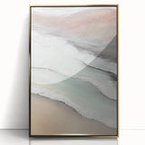Framed abstract landscape wall art featuring a gold-accented design, displayed from a front view, ideal for modern home decor. Perfect for adding elegance to any room.