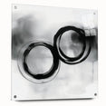 Minimalist Abstract Wall Art – Black and Gray Circular Brush Design
