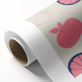 Art Deco poster featuring an array of colorful fruits on a rolled canvas, ideal for nursery wall art or dining room decor.