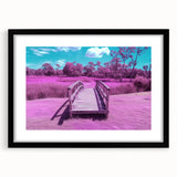 Landscape bridge frame in a sleek black finish, showcasing a mat interior, perfect for displaying artwork or photos. Ideal for modern decor and elegant presentations.