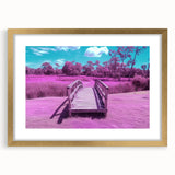 Gold landscape bridge frame with mat, showcasing an elegant front view; perfect for adding a touch of sophistication to any décor. Ideal for art enthusiasts.