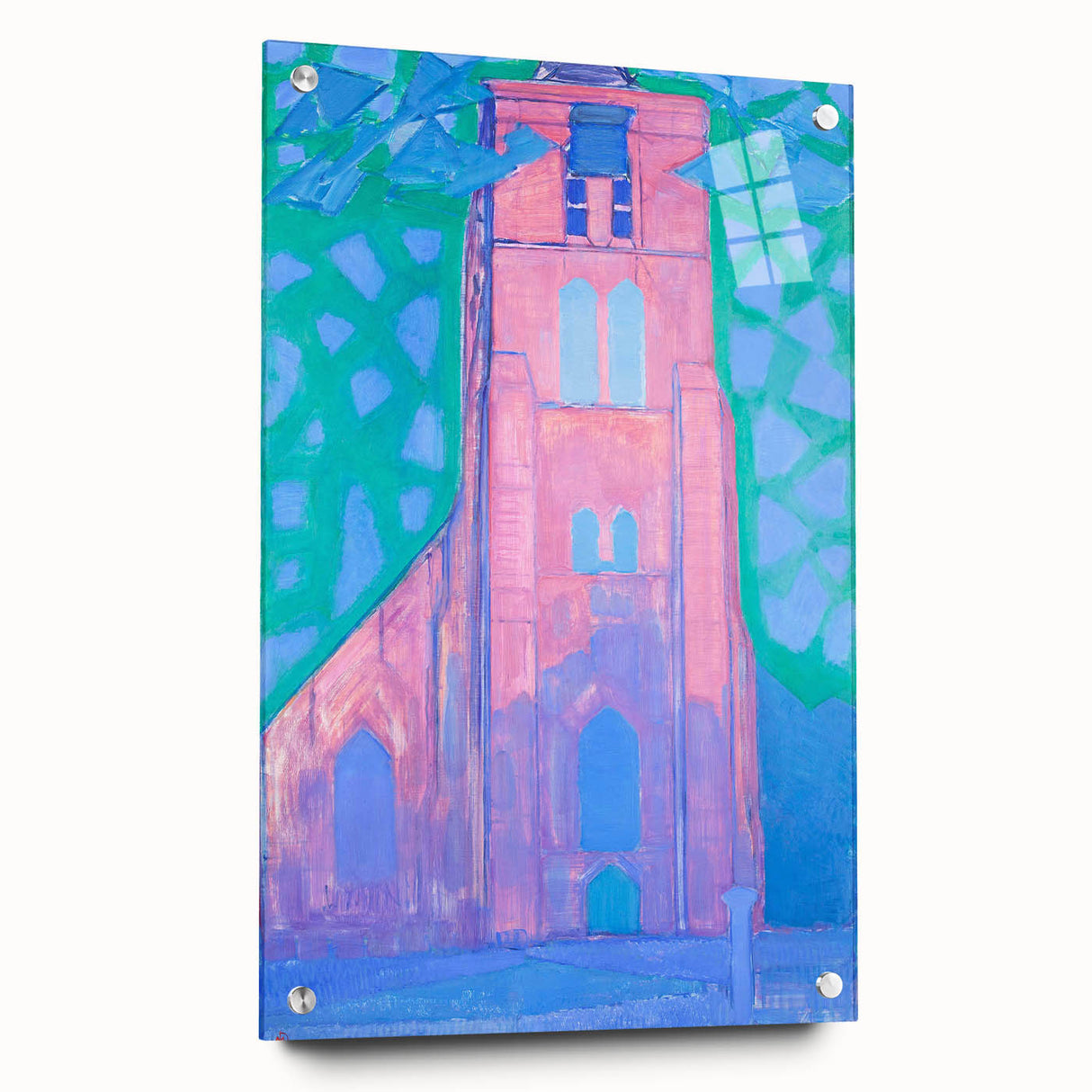 Modern Wall Art - Abstract Church Tower Scene - Vibrant Colorful Print