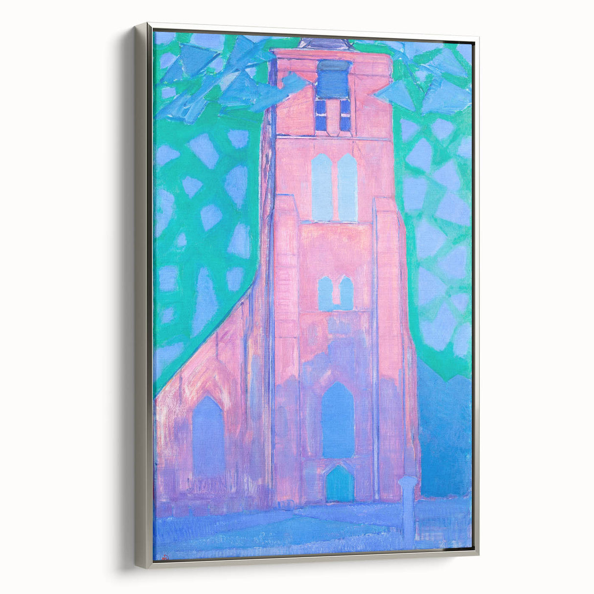 Modern Wall Art - Abstract Church Tower Scene - Vibrant Colorful Print
