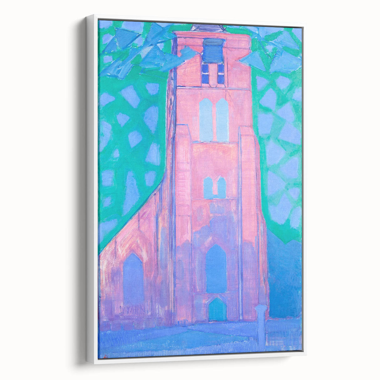 Modern Wall Art - Abstract Church Tower Scene - Vibrant Colorful Print