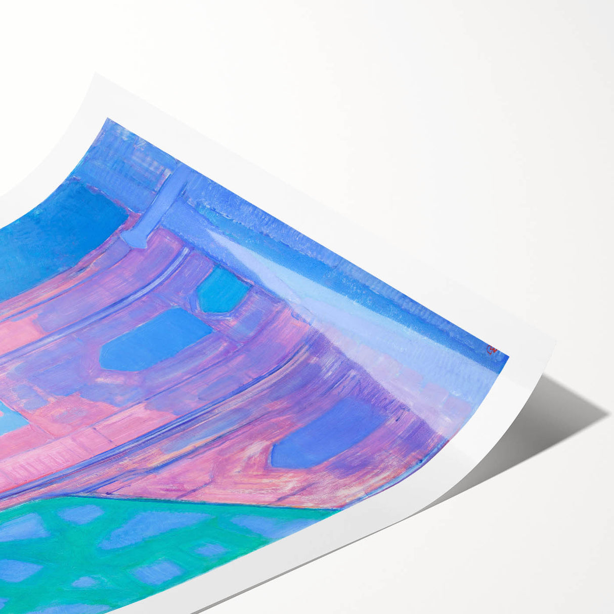 Modern Wall Art - Abstract Church Tower Scene - Vibrant Colorful Print