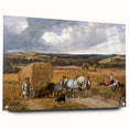 Realism Art Print of a Scenic Harvest Scene with Horses and Farmers