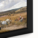 Realism Art Print of a Scenic Harvest Scene with Horses and Farmers
