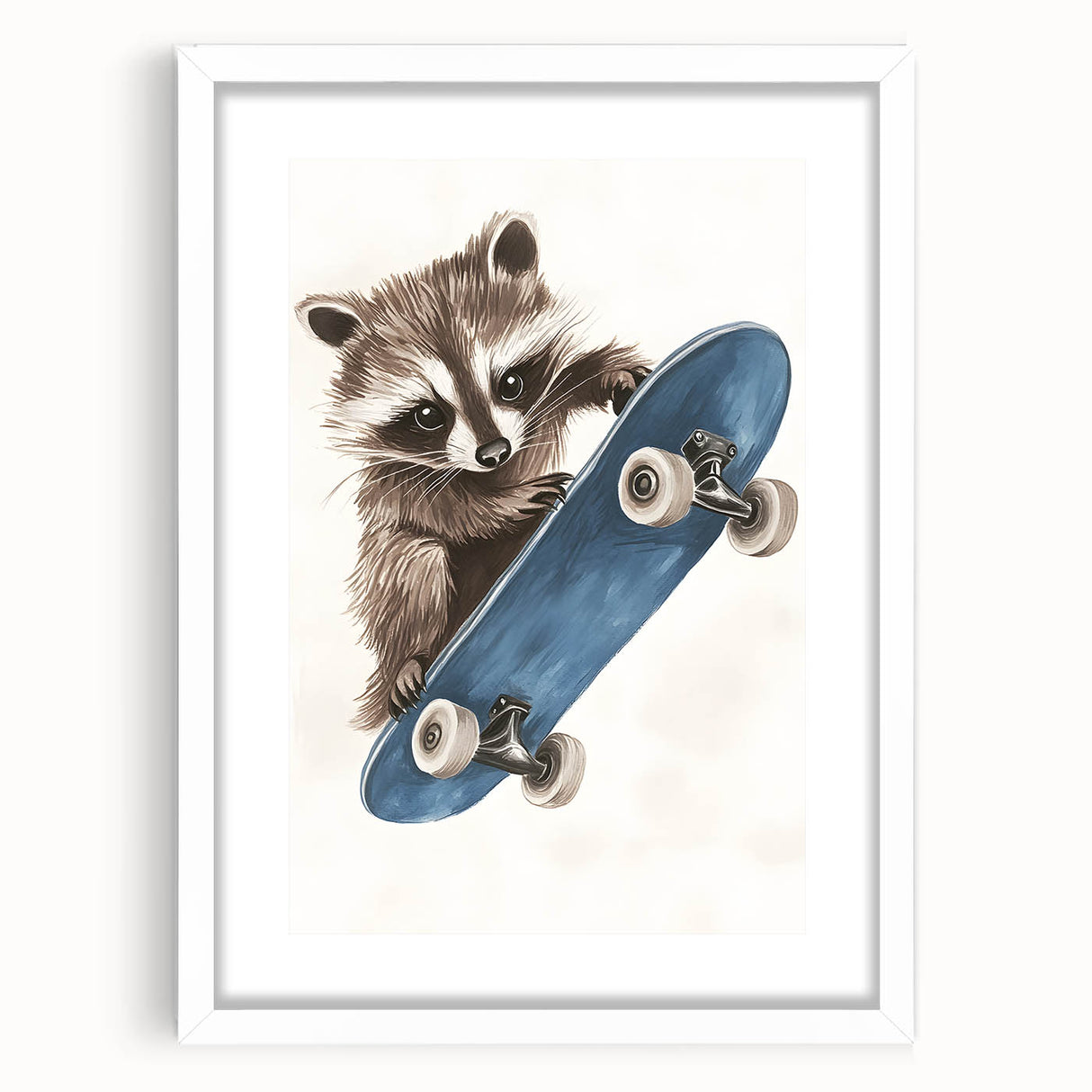 Acrylic Nursery Art – Raccoon Skateboard Kids Room Wall Print
