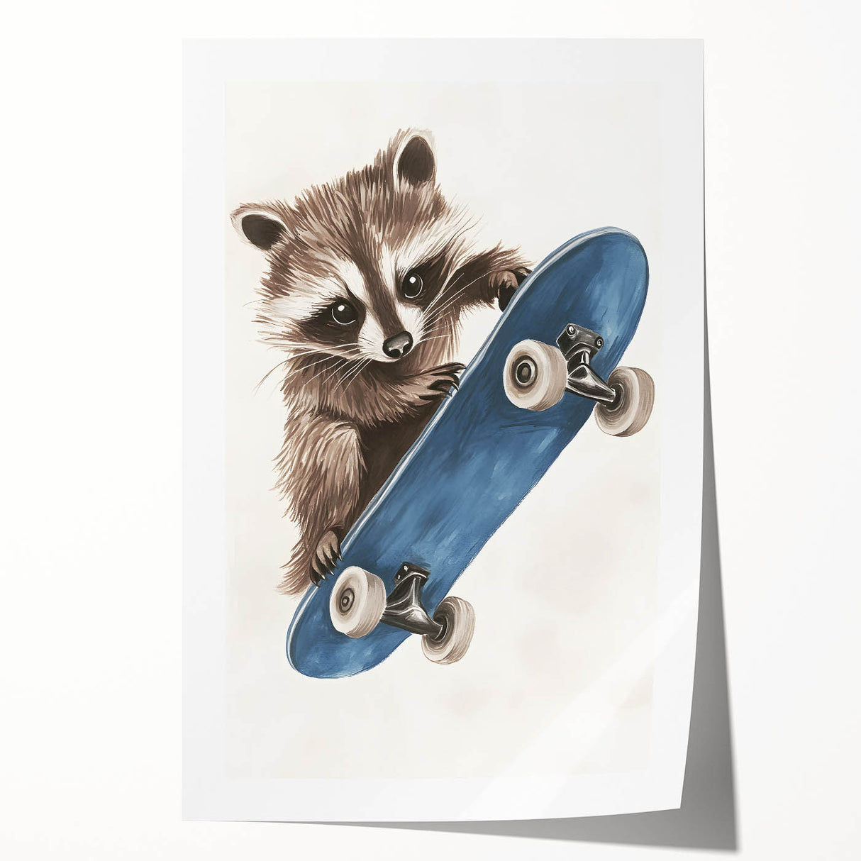 Acrylic Nursery Art – Raccoon Skateboard Kids Room Wall Print