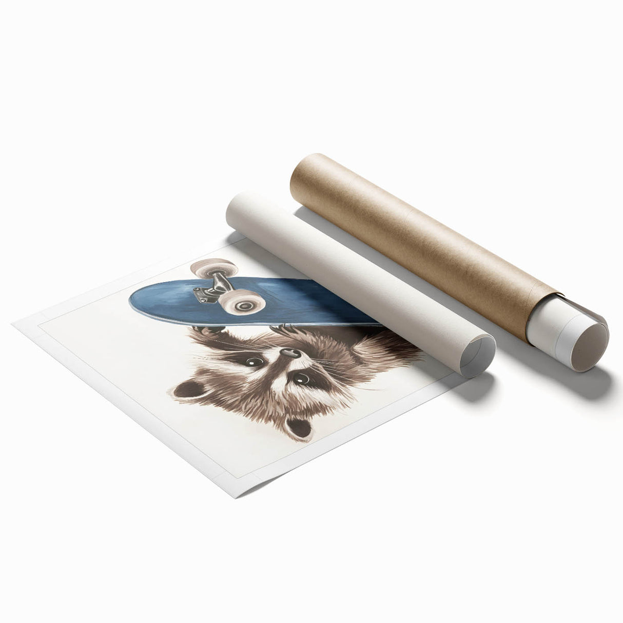 Acrylic Nursery Art – Raccoon Skateboard Kids Room Wall Print