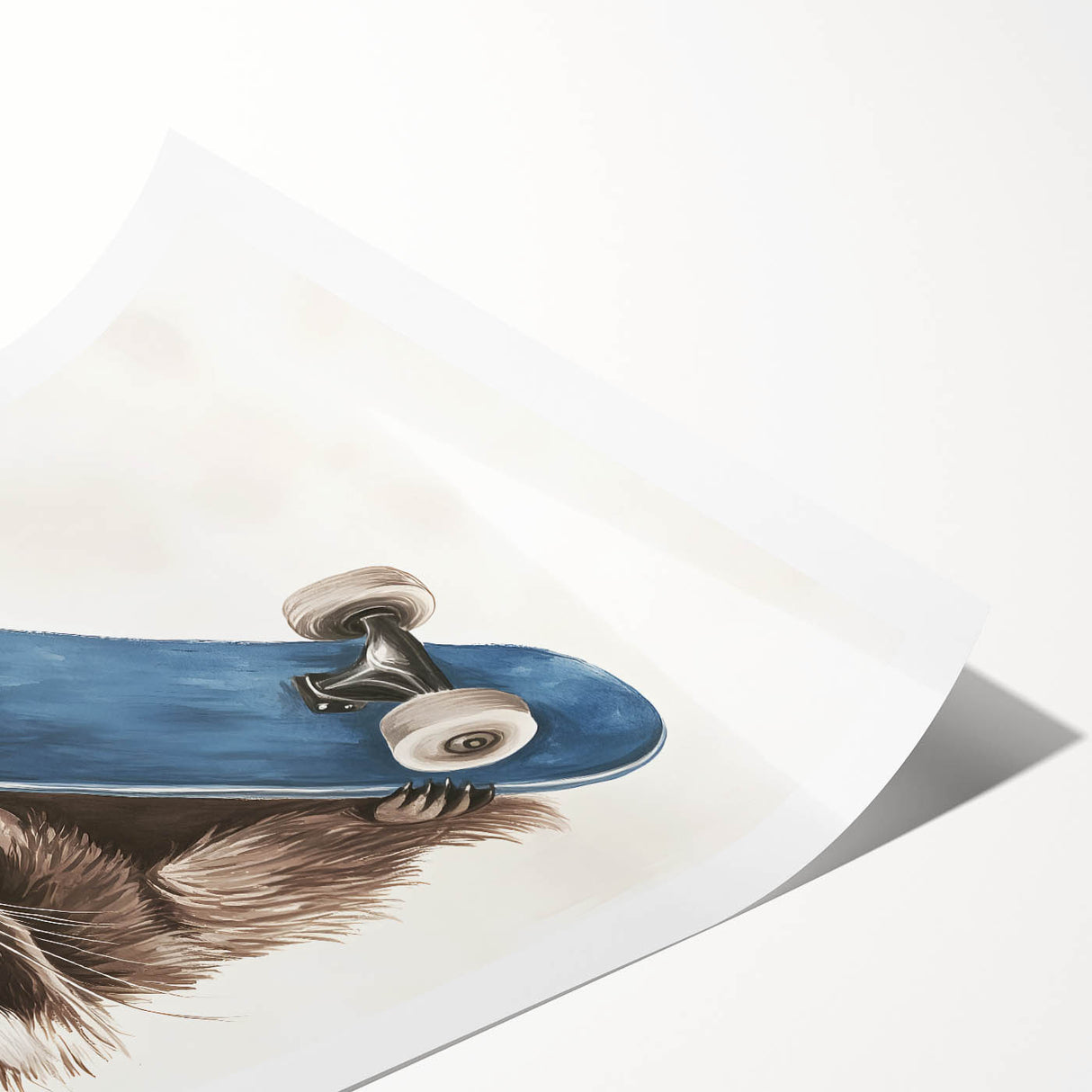Acrylic Nursery Art – Raccoon Skateboard Kids Room Wall Print