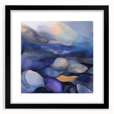 Fluid Abstract Wall Art – Violet, Navy & Gold Stone-Inspired Design
