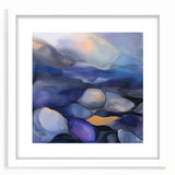 Fluid Abstract Wall Art – Violet, Navy & Gold Stone-Inspired Design