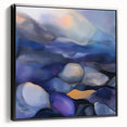 Fluid Abstract Wall Art – Violet, Navy & Gold Stone-Inspired Design
