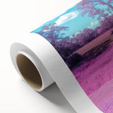 Landscape bridge design on rolled canvas showcasing intricate details and vibrant colors, ideal for home decor, packaged securely in a protective tube.