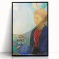 Modern Wall Art - Elegant Portrait of a Woman with Floral Background - Print
