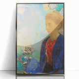 Modern Wall Art - Elegant Portrait of a Woman with Floral Background - Print