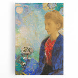 Modern Wall Art - Elegant Portrait of a Woman with Floral Background - Print
