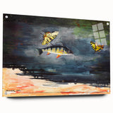 Realism Art Print of Fish and Butterflies - Nature’s Aquatic Harmony