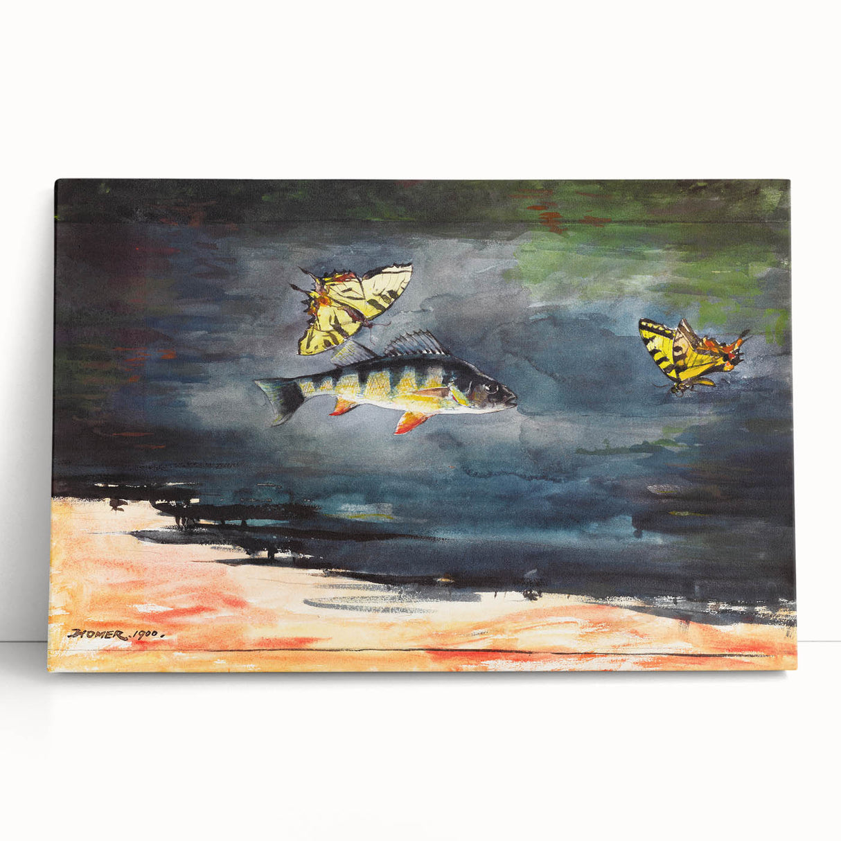 Realism Art Print of Fish and Butterflies - Nature’s Aquatic Harmony