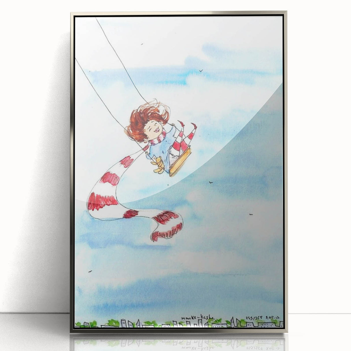 Flying High Watercolor Print - Personalized Kids Art