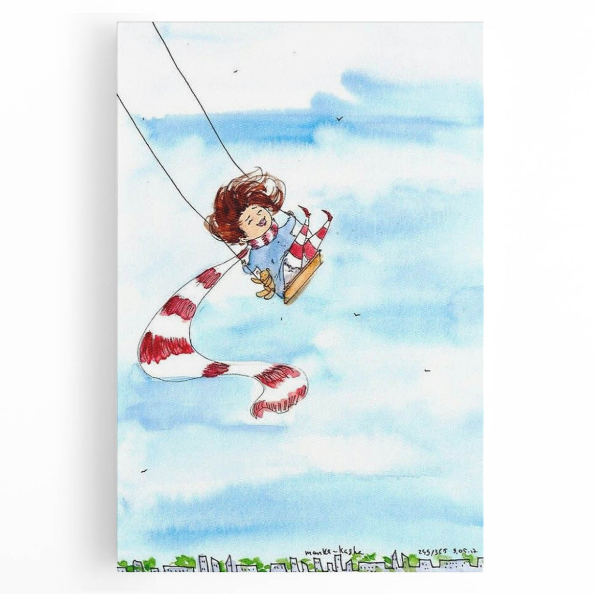Flying High Watercolor Print - Personalized Kids Art