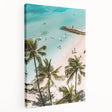 Large canvas with a vibrant summer-themed abstract design, ideal for kitchen wall art.