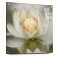 Abstract floral wall art design printed on acrylic glass, showcasing vibrant colors and intricate patterns, displayed in a side view with mounting pins for easy installation. This visually striking decor piece enhances modern interiors with its contemporary style and elegance.