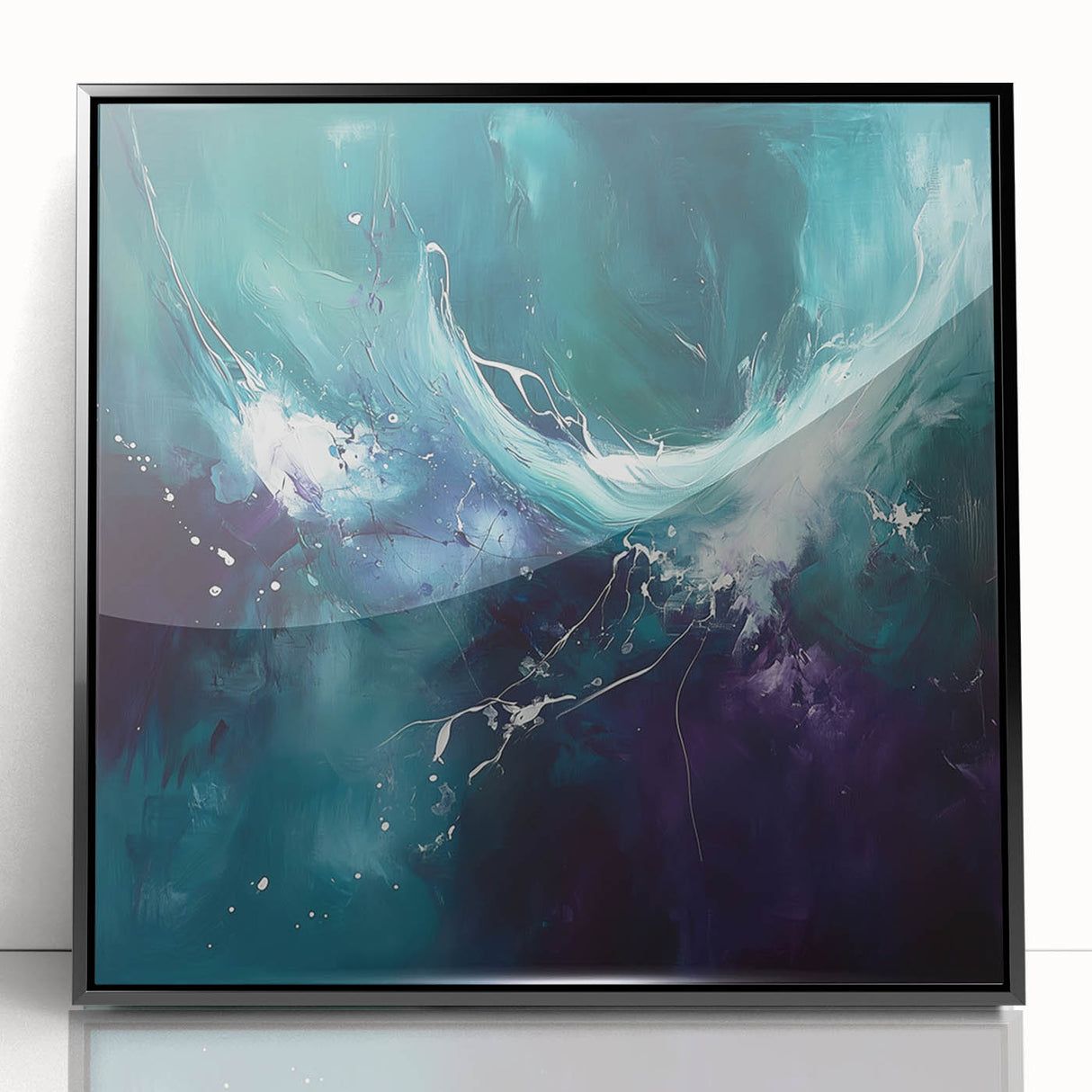 Contemporary Fluid Art – Teal and Violet Swirl with Abstract Energy